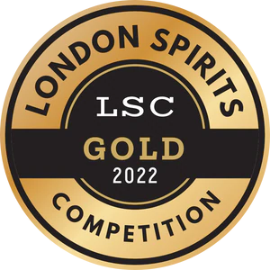 The London Spirits Competition 2022 gold medal text on a faux gold background