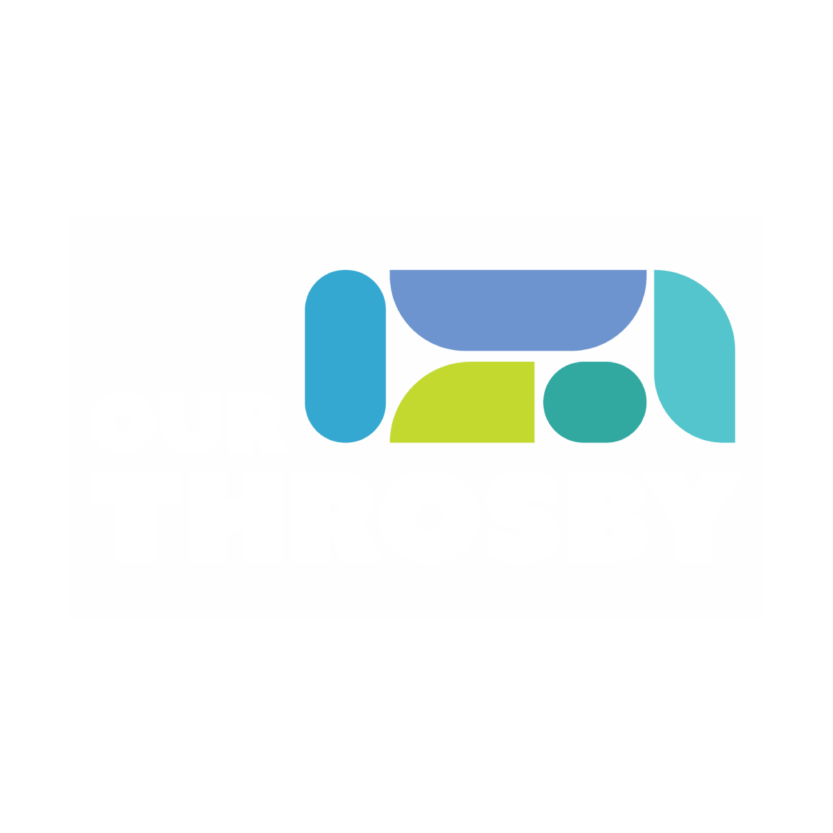 A logo with bold text reading 'Our Throsby' and 5 colourful abstract shapes representing the area